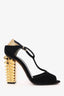 Fendi Black Suede Open Toe Heels Size 36.5