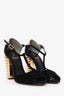 Fendi Black Suede Open Toe Heels Size 36.5