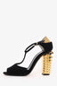 Fendi Black Suede Open Toe Heels Size 36.5