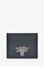 Christian Dior x Shawn Stussy 2020 Navy Blue Grained Leather Logo Bull Card Holder