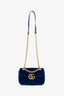 Gucci Navy Velvet Mini 'GG' Marmont Shoulder Bag