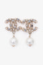 Pre-Loved Chanel™ 2023 Gold Tone Faux Pearl CC Logo Drop Earrings