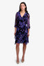 Jason Wu Black/Purple Silk Tend Midi Dress Size 6