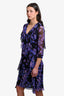 Jason Wu Black/Purple Silk Tend Midi Dress Size 6
