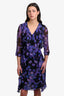 Jason Wu Black/Purple Silk Tend Midi Dress Size 6