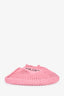Prada Pink Raffia Crochet Logo Embroidered Tote Bag
