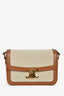 Celine Brown Leather Textile Triomphe Crossbody Bag