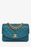 Pre-Loved Chanel™ 2019 Teal Leather Front Pocket CC Flap
