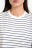 Miu Miu 2024 White/Navy Cotton Striped Cropped T-Shirt Size S