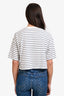 Miu Miu 2024 White/Navy Cotton Striped Cropped T-Shirt Size S