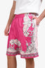 Versace Pink Silk Baroque Print Shorts Size 58 Mens