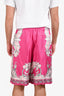 Versace Pink Silk Baroque Print Shorts Size 58 Mens