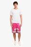 Versace Pink Silk Baroque Print Shorts Size 58 Mens