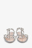Valentino Silver Metallic Sparkle PVC Rockstud Cage Sandals Size 40