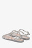 Valentino Silver Metallic Sparkle PVC Rockstud Cage Sandals Size 40