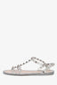 Valentino Silver Metallic Sparkle PVC Rockstud Cage Sandals Size 40