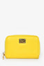 Dolce & Gabbana Yellow Leather Zip Card Holder