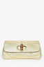 Gucci Gold Metallic Leather Bamboo Turnlock Clutch