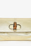 Gucci Gold Metallic Leather Bamboo Turnlock Clutch