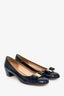 Salvatore Ferragamo Navy Patent Leather 'Vara' Heels Size 11