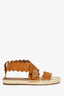 Chloe Brown Suede Scalloped Espadrille Sandals Size 41