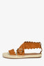 Chloe Brown Suede Scalloped Espadrille Sandals Size 41