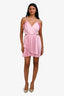 Maje Pink Satin Sleeveless Pleated Backless Mini Dress Size 36