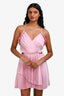 Maje Pink Satin Sleeveless Pleated Backless Mini Dress Size 36