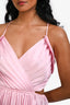 Maje Pink Satin Sleeveless Pleated Backless Mini Dress Size 36