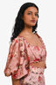 Zimmermann Pink/Multicolour Linen Floral Puff-Sleeve Crop Top Size 0