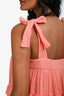 Sézane Pink Cotton Embroidered Ruffle Tiered Sleeveless Mini Dress Size 34