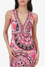 Emilio Pucci Pink Patterned V-Neck Maxi Dress Size 6