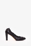 Pre-Loved Chanel™ Black Leather Ruffle Toe Cap Heels Size 40.5