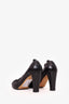 Pre-Loved Chanel™ Black Leather Ruffle Toe Cap Heels Size 40.5