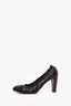 Pre-Loved Chanel™ Black Leather Ruffle Toe Cap Heels Size 40.5