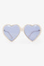 Gucci White Heart-Frame Sunglasses