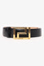 Versace Black Leather Buckle Thin Belt