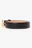 Versace Black Leather Buckle Thin Belt