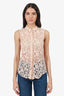 Victoria Beckham Pink Lace Sleeveless Button Down Top Size 2