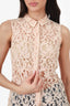 Victoria Beckham Pink Lace Sleeveless Button Down Top Size 2