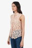 Victoria Beckham Pink Lace Sleeveless Button Down Top Size 2