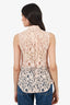 Victoria Beckham Pink Lace Sleeveless Button Down Top Size 2