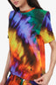 The Attico Multicolour Tie-dye Bold Shoulder T-Shirt + Mini Skirt Set Size 40
