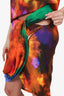 The Attico Multicolour Tie-dye Bold Shoulder T-Shirt + Mini Skirt Set Size 40