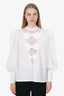Alessandra Rich White Lace Bow Puff Sleeve Blouse Size 40