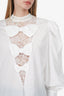 Alessandra Rich White Lace Bow Puff Sleeve Blouse Size 40