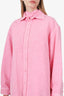 Balenciaga Pink Denim Back Logo Button Down Shirt Size 38