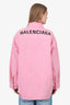 Balenciaga Pink Denim Back Logo Button Down Shirt Size 38
