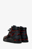 Christian Louboutin Black/Red Suede and Leather High Top Sneakers Size 42 Mens