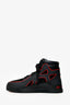 Christian Louboutin Black/Red Suede and Leather High Top Sneakers Size 42 Mens